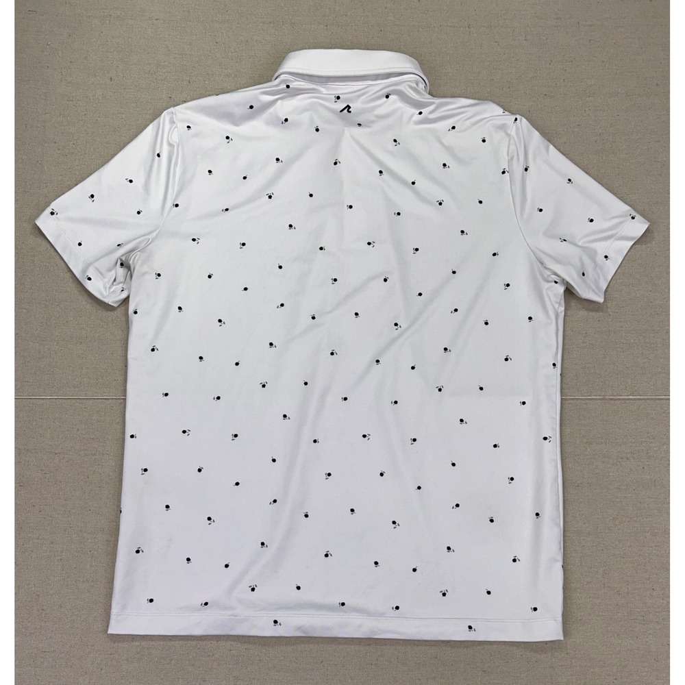 Redvanly Mens Large Golf Polo White Black Floral Print Short Sleeve Shirt AO - Picture 7 of 8